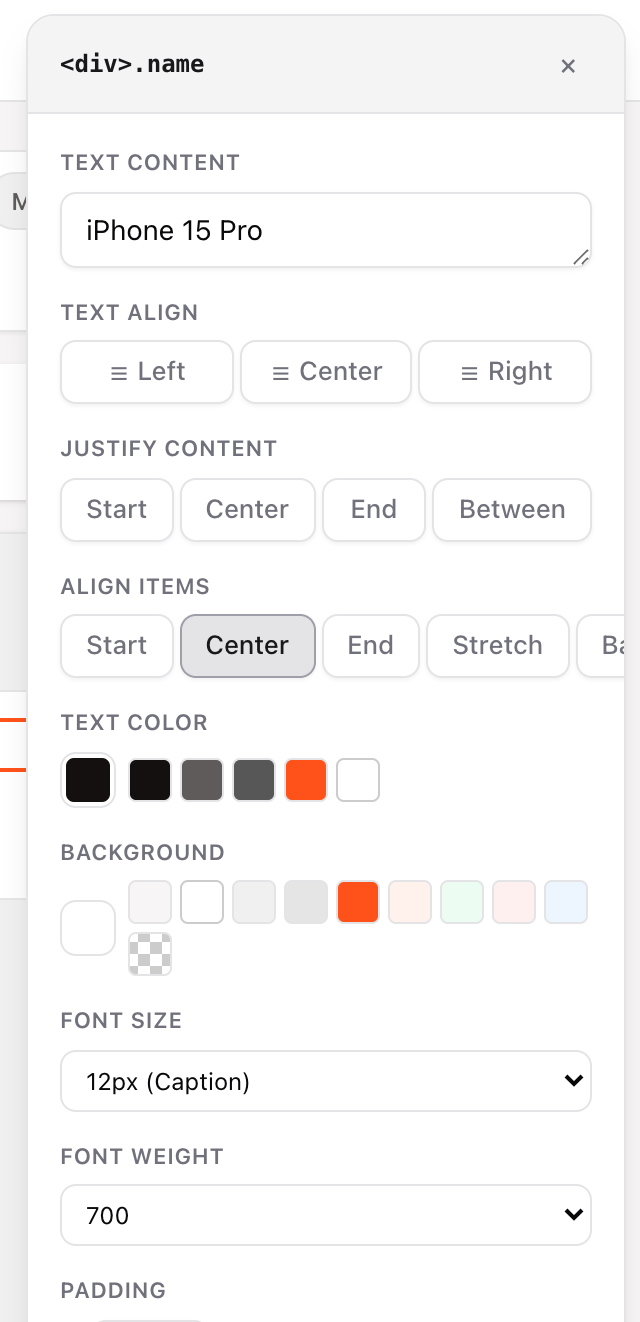 Text offers the palette and the type scale, as tokens